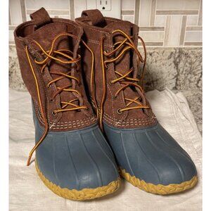 LL Bean Duck Boots Mens Size 12 M Blue Brown 2 Tone 8 Inch Limited Edition